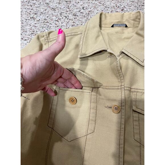 MAX MARA WEEKEND Khaki Cotton/Linen Lightweight Tailored Jacket Size 42 (US 10) - Picture 11 of 16